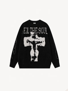 OYL-Lab Cross Figure Jacquard Crewneck Sweater