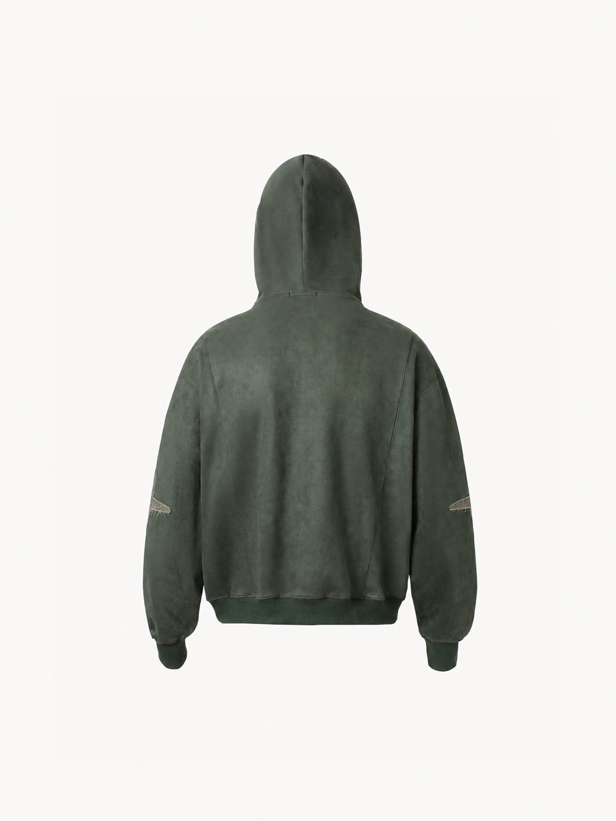 OYL‑Lab Raw-Edge Applique Faux Suede Zip Up Hoodie