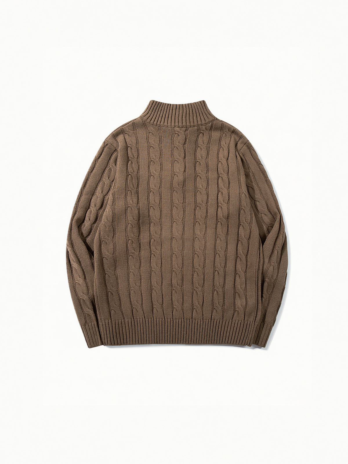 OYL-Lab Quarter Zip Cable Knit Mock‑Neck Sweater
