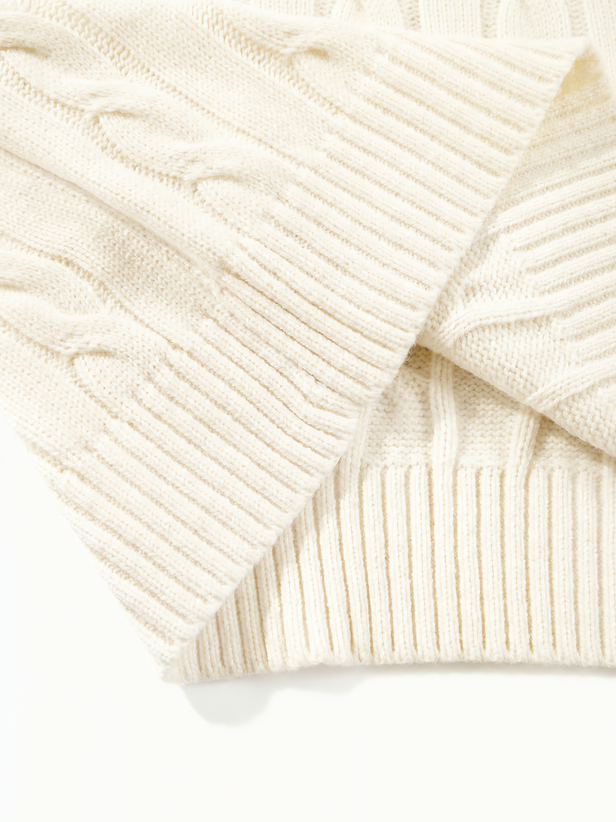 OYL-Lab Quarter Zip Cable Knit Mock‑Neck Sweater