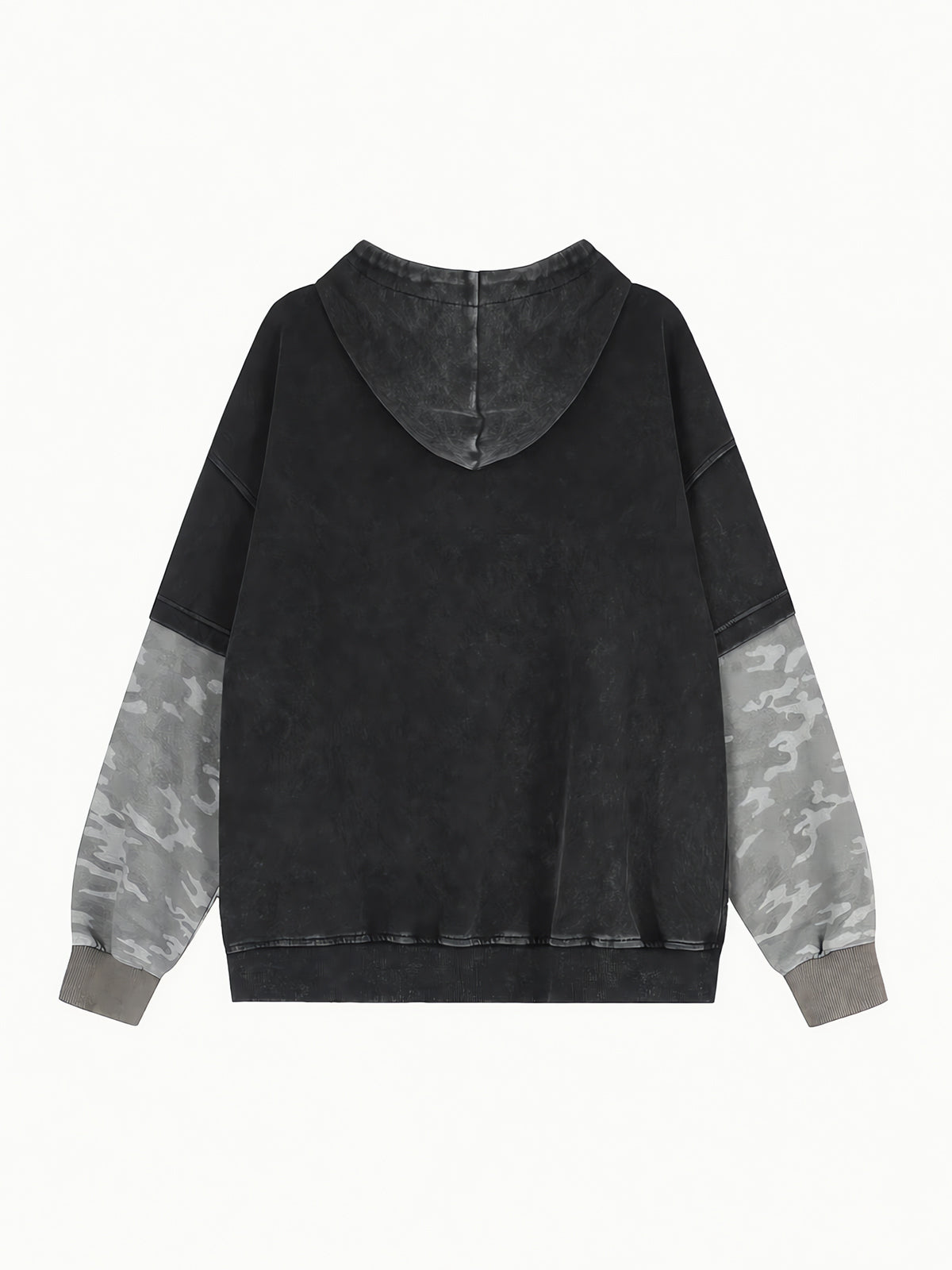 OYL‑Lab Acid‑Washed Camo Spliced Embroidered Zip‑Up Hoodie