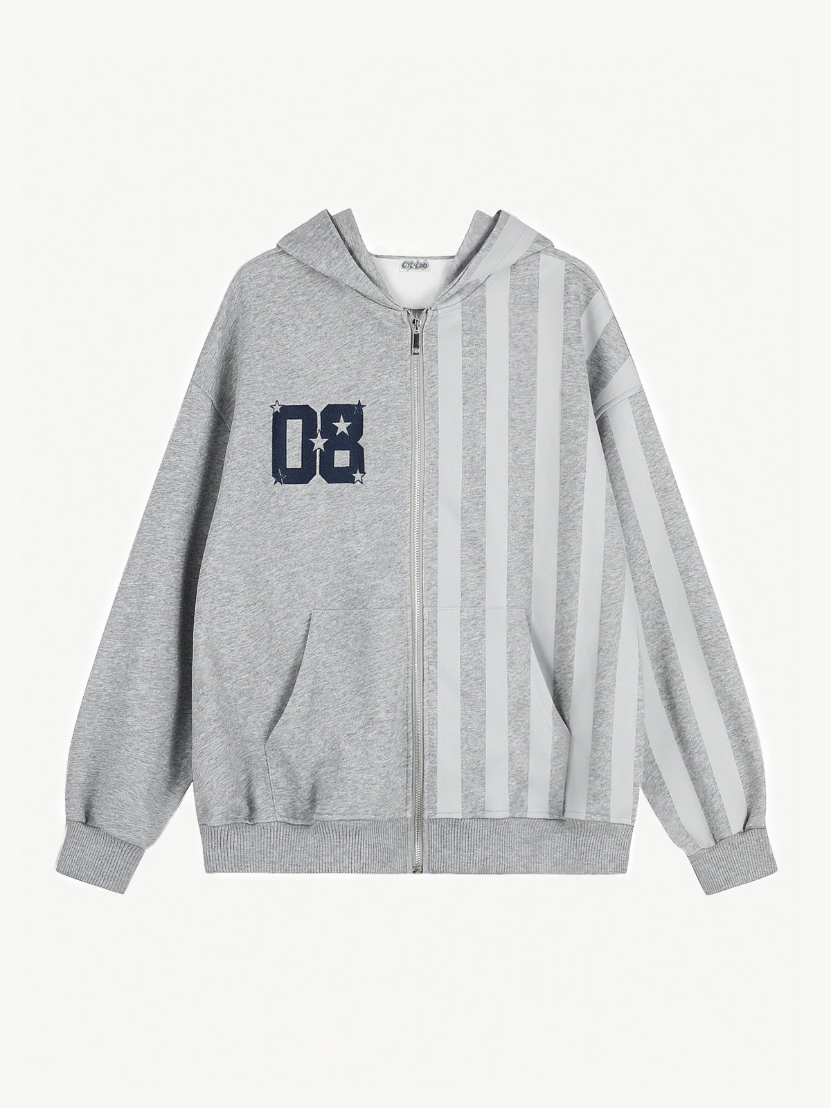 OYL‑Lab Striped Spliced Zip‑Up Hoodie