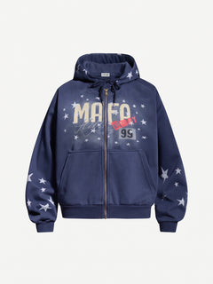 OYL‑Lab Vintage Star Print Zip‑Up Hoodie