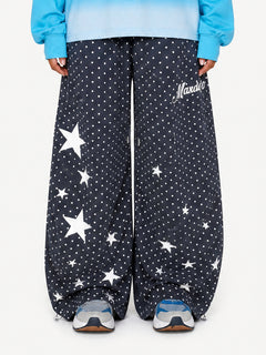 OYL-Lab Retro Polka‑Dot Star Print Baggy Balloon‑Leg Sweatpants
