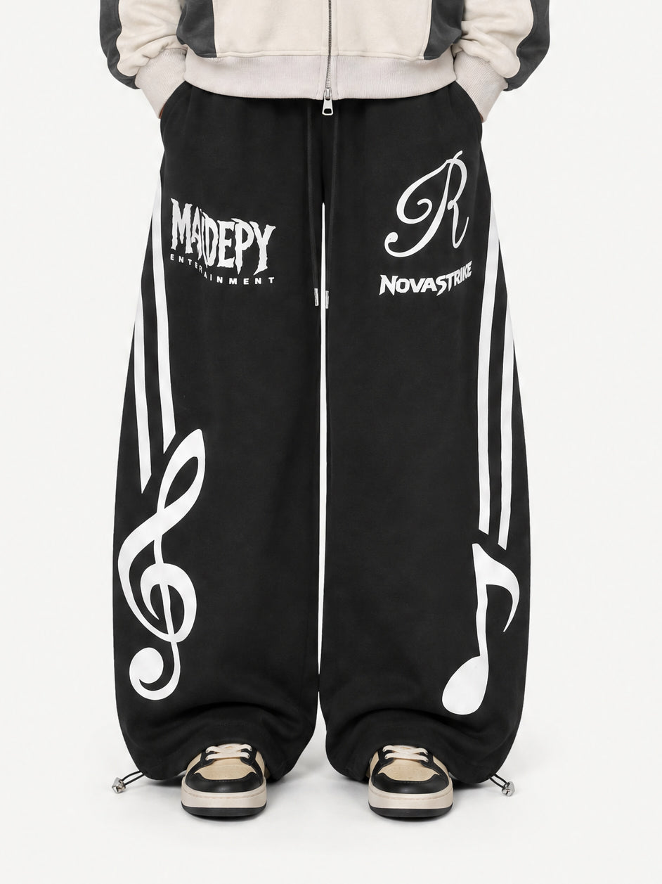 OYL-Lab Musical Print Curved Balloon‑Leg Sweatpants