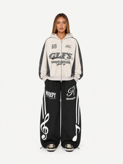 OYL-Lab Musical Print Curved Balloon‑Leg Sweatpants
