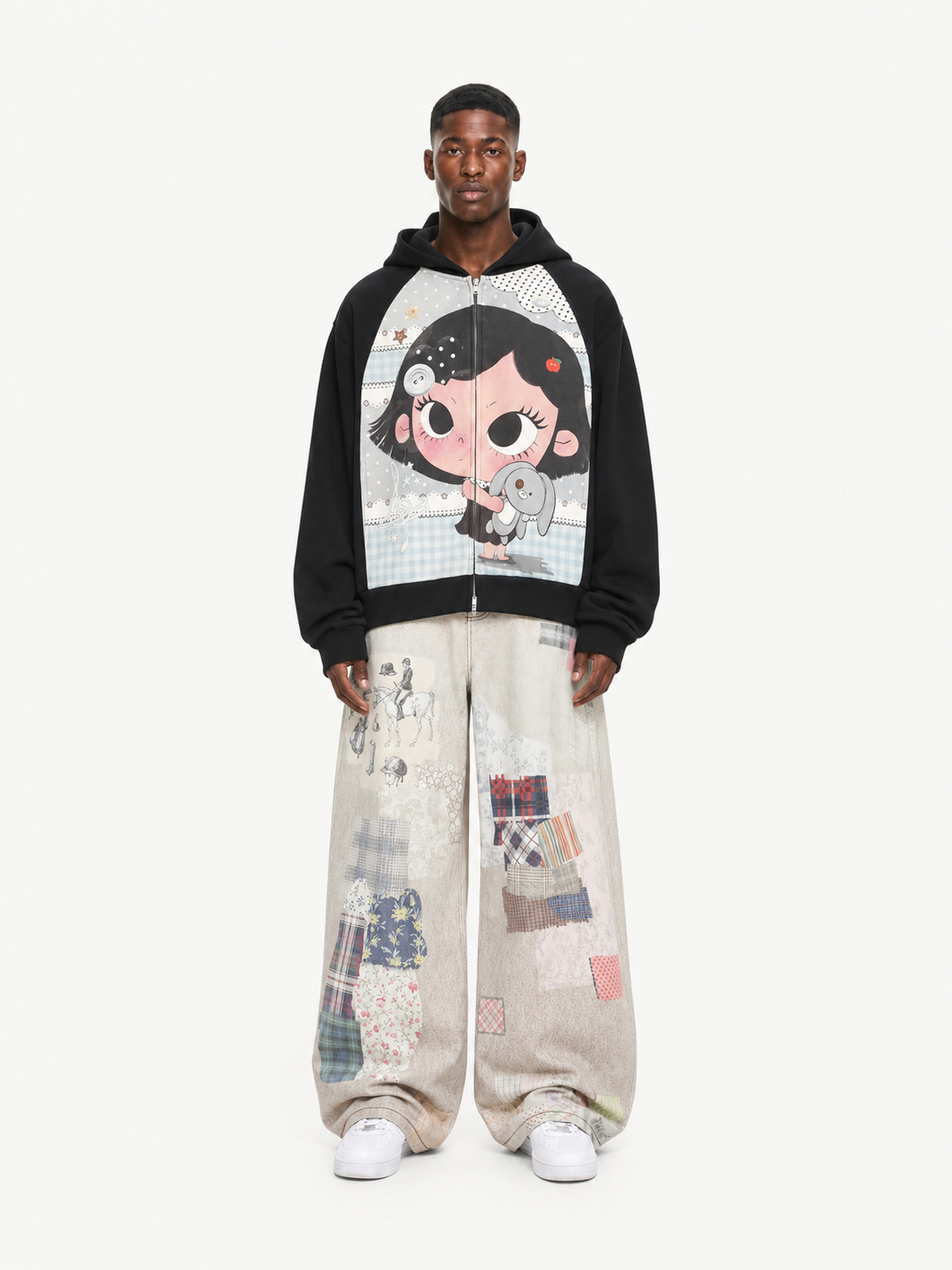 OYL-Lab Cartoon Graphic Zip Up Hoodie