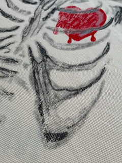 OYL-Lab Waffle Knit Skeleton Heart  Tee