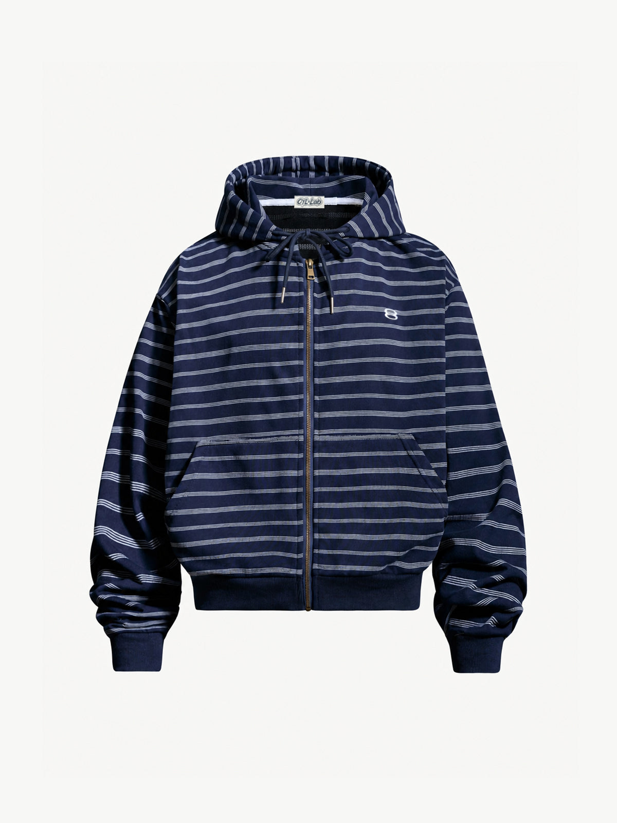 OYL‑Lab Striped Full‑Zip Cropped Hoodie