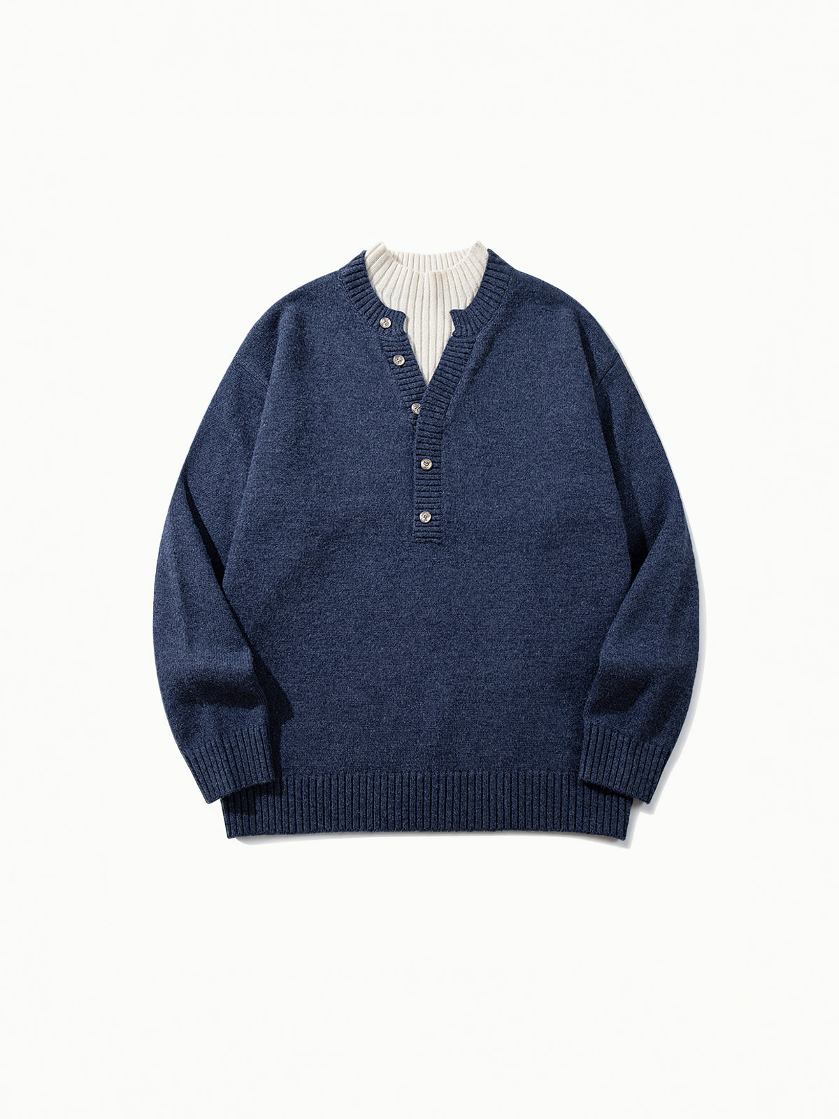 OYL-Lab Mock‑Layer Henley Knit Sweater