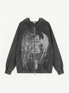 OYL‑Lab Angel Demon Girl Graphic Zip UP Hoodie