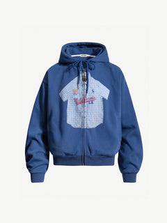 OYL‑Lab Vintage Fake Layer Zip Up Hoodie