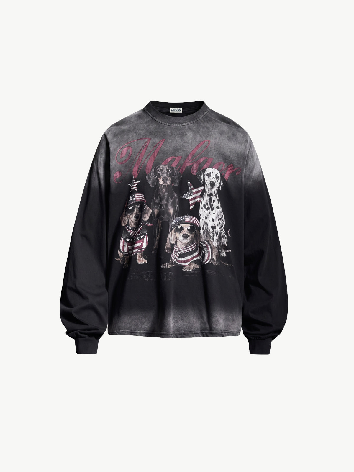 OYL‑Lab Retro Puppy Print Faded Gradient Sweatshirt