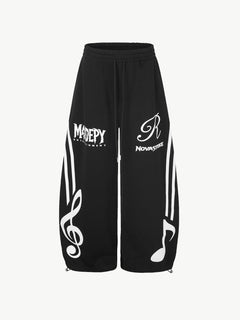 OYL-Lab Musical Print Curved Balloon‑Leg Sweatpants
