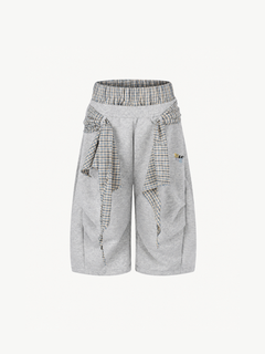 OYL-Lab Layered Plaid Wrap Sweat Shorts