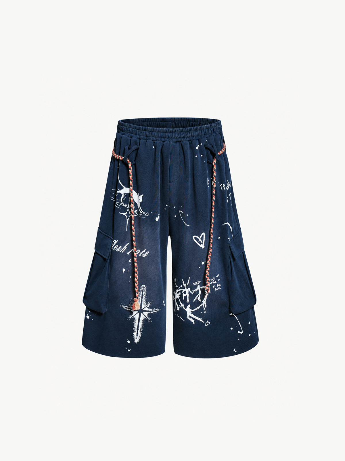 OYL-Lab Graffiti Print Cargo Sweat Shorts