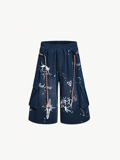 OYL-Lab Graffiti Print Cargo Sweat Shorts