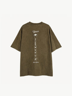OYL-Lab Cutout Skeleton  Embroidery Washed Tee