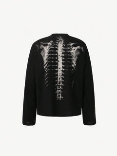 OYL-Lab Waffle Knit Skeleton Graphic Long Sleeve Tee