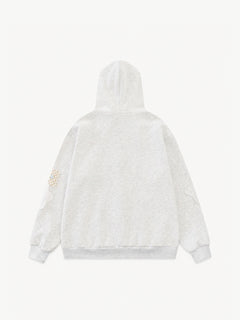 OYL-Lab Star Patch Button Detail Zip Up Hoodie
