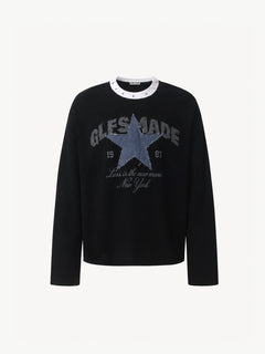 OYL-Lab Star Applique Waffle Long Sleeve Tee