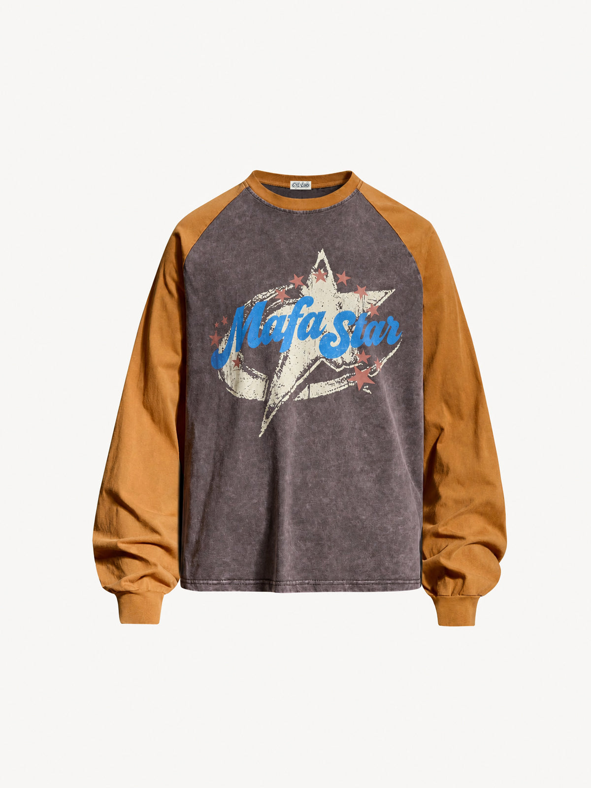 OYL-Lab Vintage Star Print Acid Wash Sweatshirt