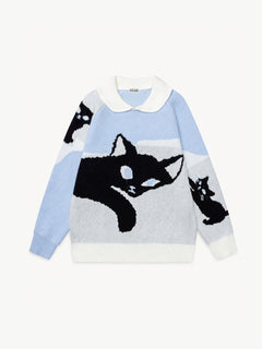 OYL-Lab Lazy Cat Jacquard  Sweater