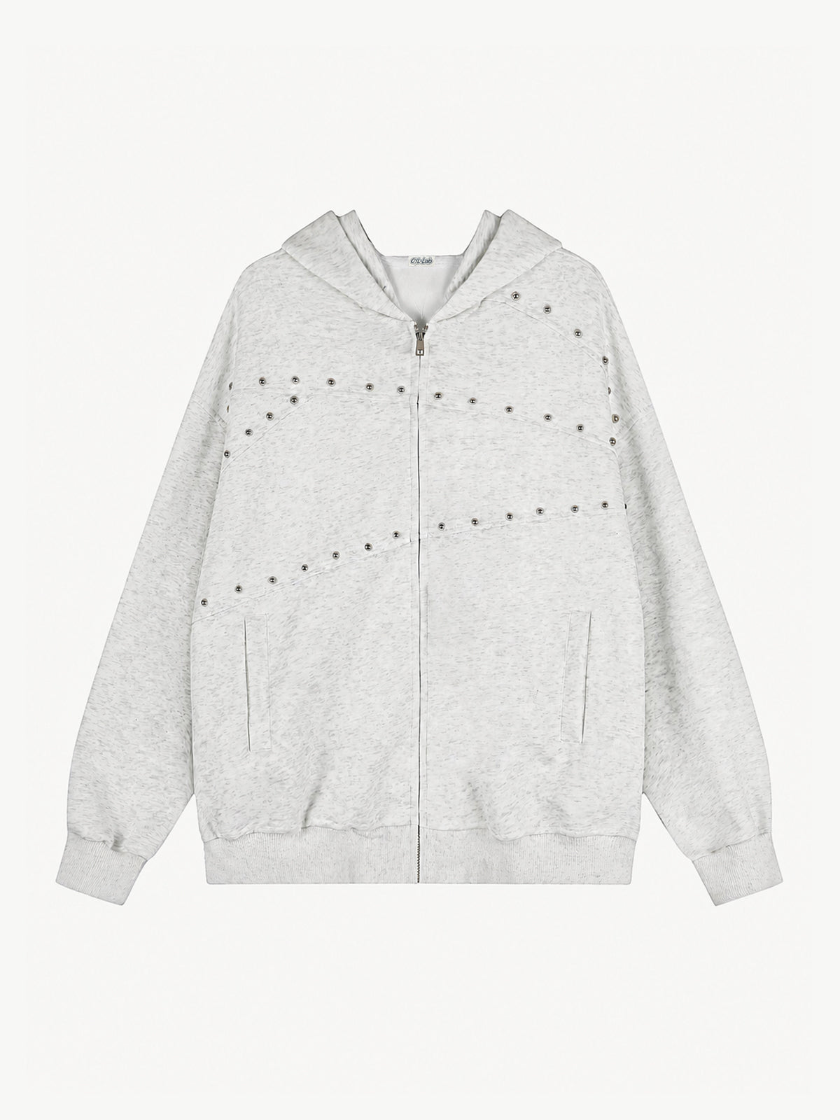 OYL-Lab Oversized Rivet Zip Up Hoodie