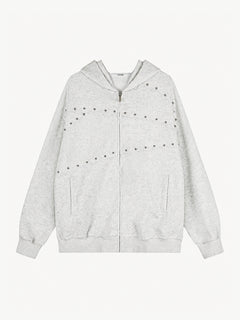 OYL-Lab Oversized Rivet Zip Up Hoodie