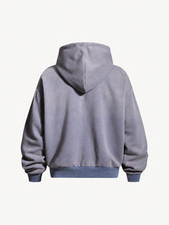 OYL-Lab Vintage Distressed Graphic Zip Up Hoodie