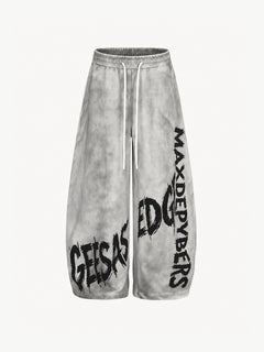 OYL-Lab Vintage Washed Graffiti Print Baggy Sweat Pants