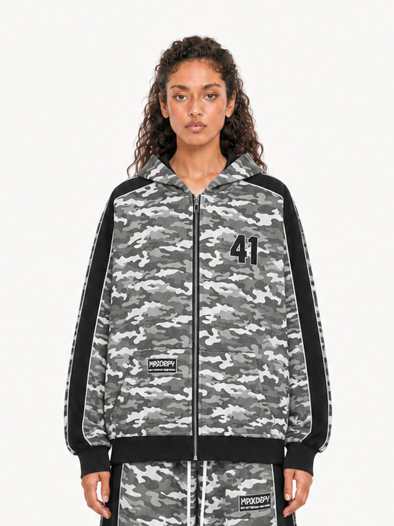 OYL-Lab Camo Panel Zip Up Hoodie