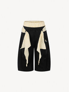 OYL-Lab Layered Plaid Wrap Sweat Shorts