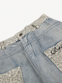 OYL-Lab Leopard Patch Pocket Baggy Balloon Jeans