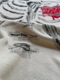 OYL-Lab Waffle Knit Skeleton Heart  Tee