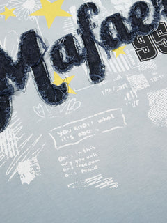 OYL-Lab Frayed Denim Patch Embroidery Tee