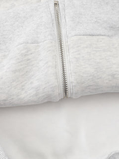 OYL-Lab Star Patch Button Detail Zip Up Hoodie