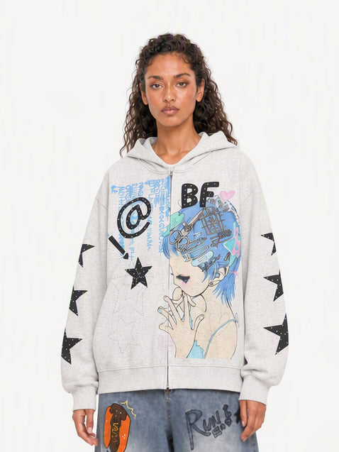 [Copy]OYL-Lab Cartoon Graphic Zip Up Hoodie