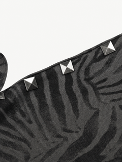 OYL-Lab Zebra Print Studded Zip Up Hoodie