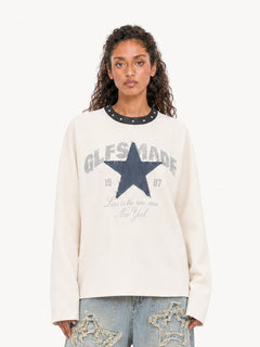 OYL-Lab Star Applique Waffle Long Sleeve Tee