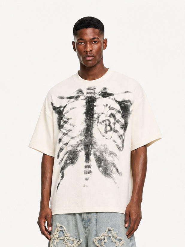OYL-Lab Waffle Knit Skeleton Graphic Tee