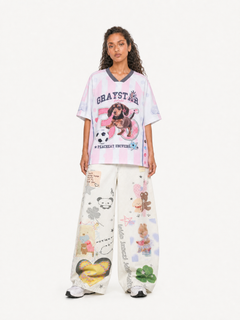 OYL-Lab Cartoon Teddy Bear Print Baggy Jeans