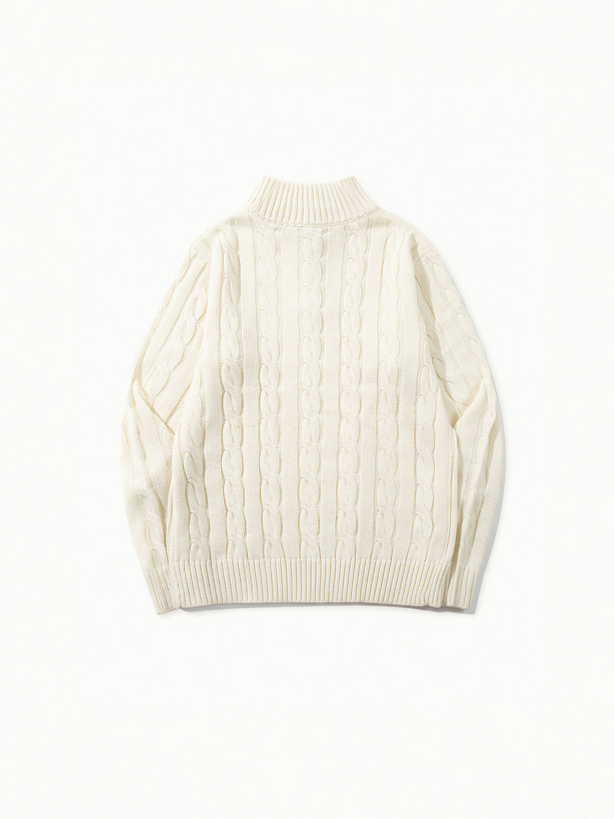 OYL-Lab Quarter Zip Cable Knit Mock‑Neck Sweater