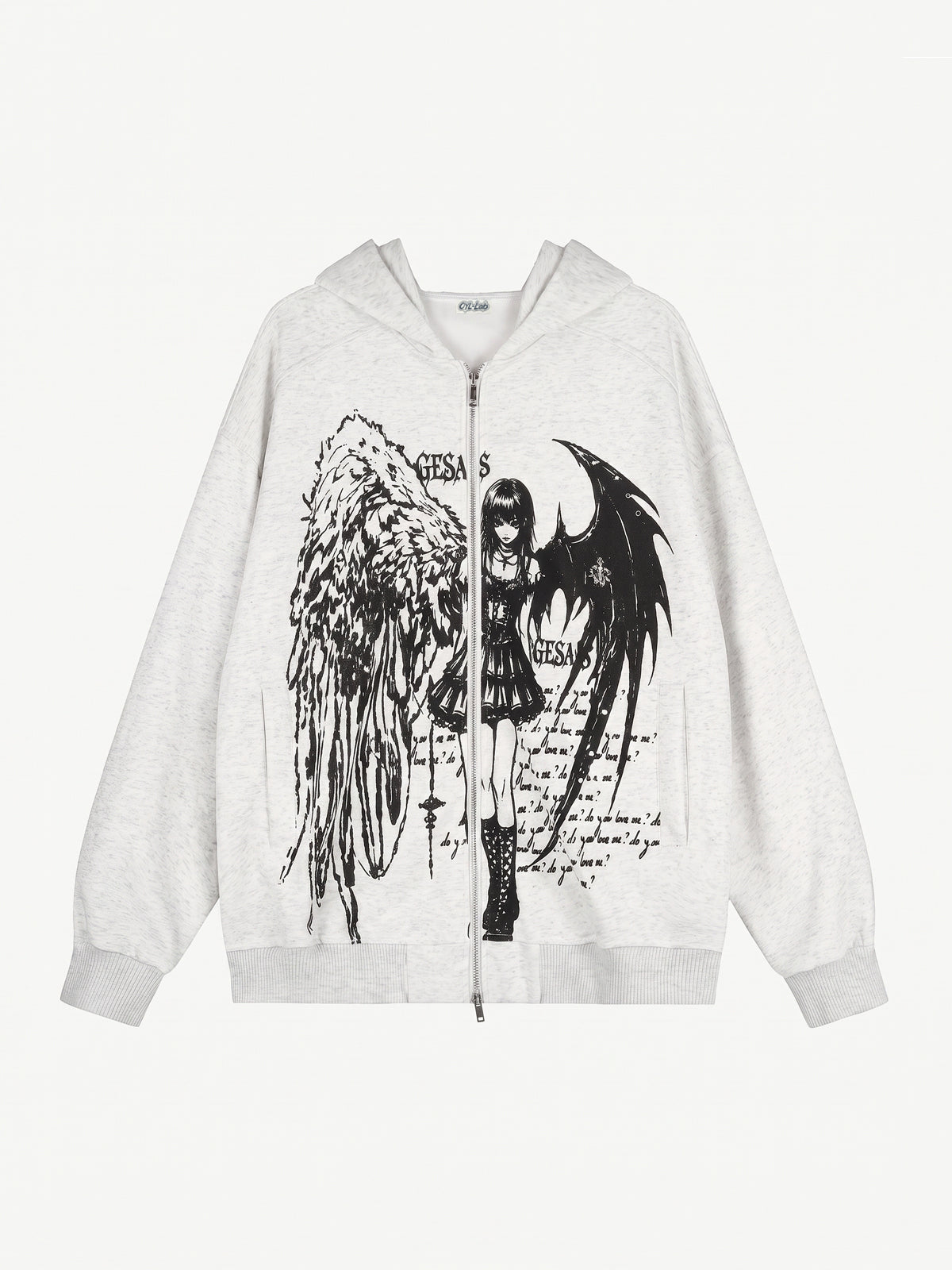 OYL‑Lab Angel Demon Girl Graphic Zip UP Hoodie