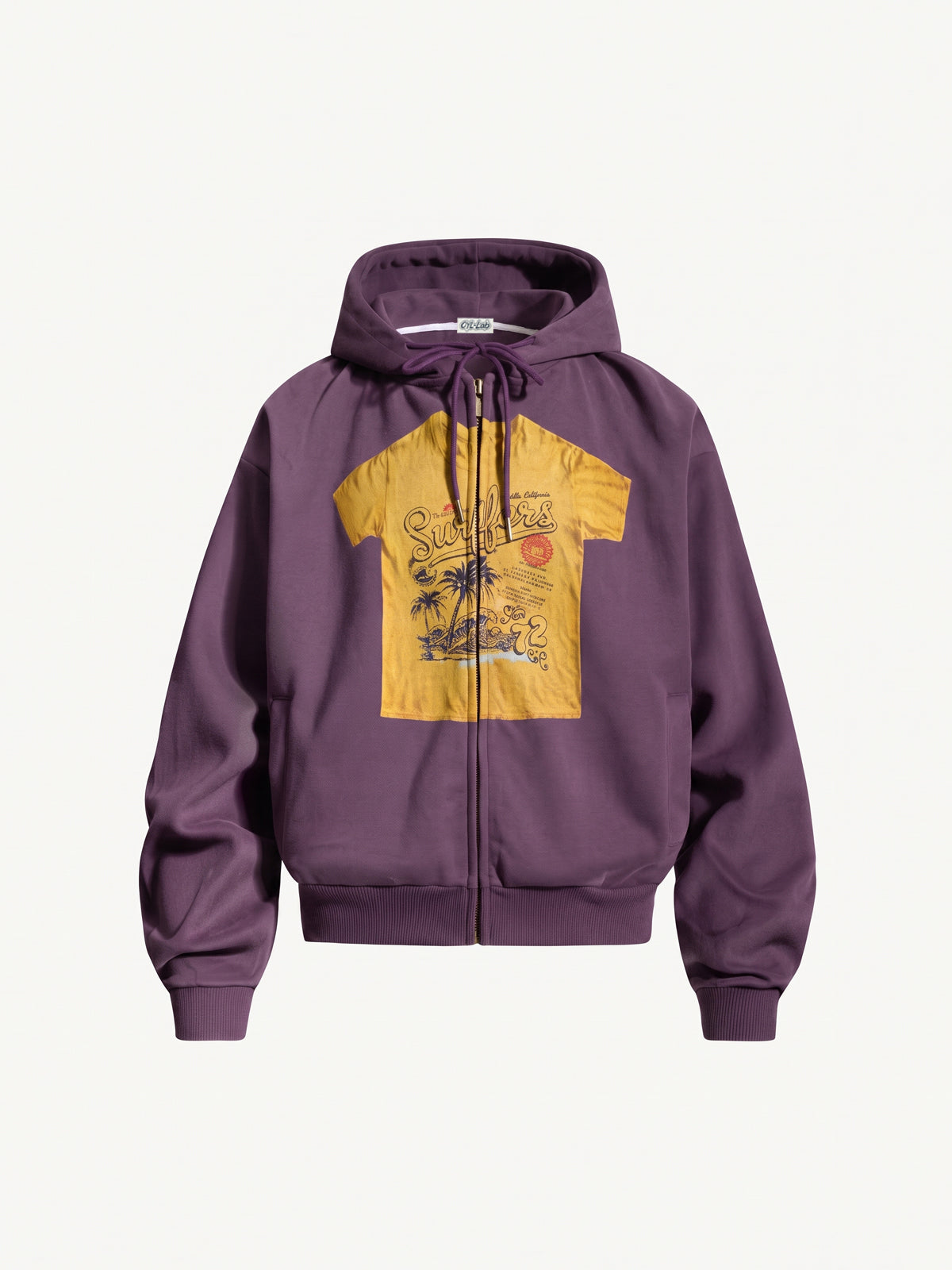 OYL‑Lab Vintage Fake Layer Zip Up Hoodie