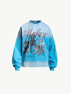 OYL‑Lab Retro Puppy Print Faded Gradient Sweatshirt