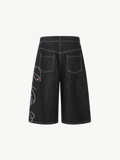OYL-Lab Rhinestone Embroidered Jort Shorts