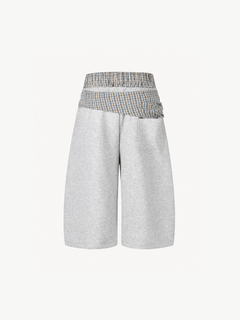 OYL-Lab Layered Plaid Wrap Sweat Shorts