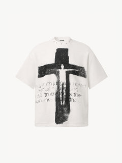 OYL-Lab Stud Collar Cross Figure  Waffle Tee