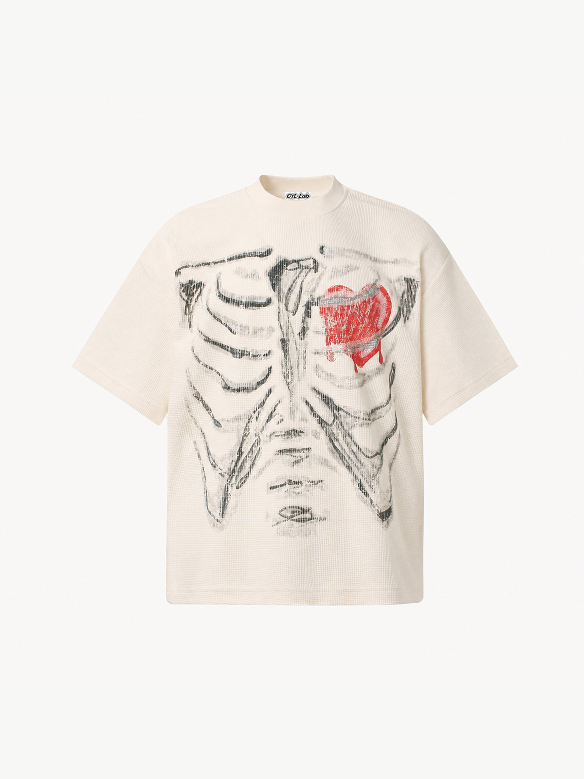 OYL-Lab Waffle Knit Skeleton Heart  Tee
